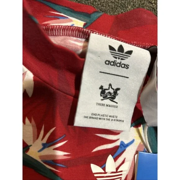 Adidas x Thebe Magugu South African red Bird of Paradise bodysuit Floral XL New - Picture 8 of 9